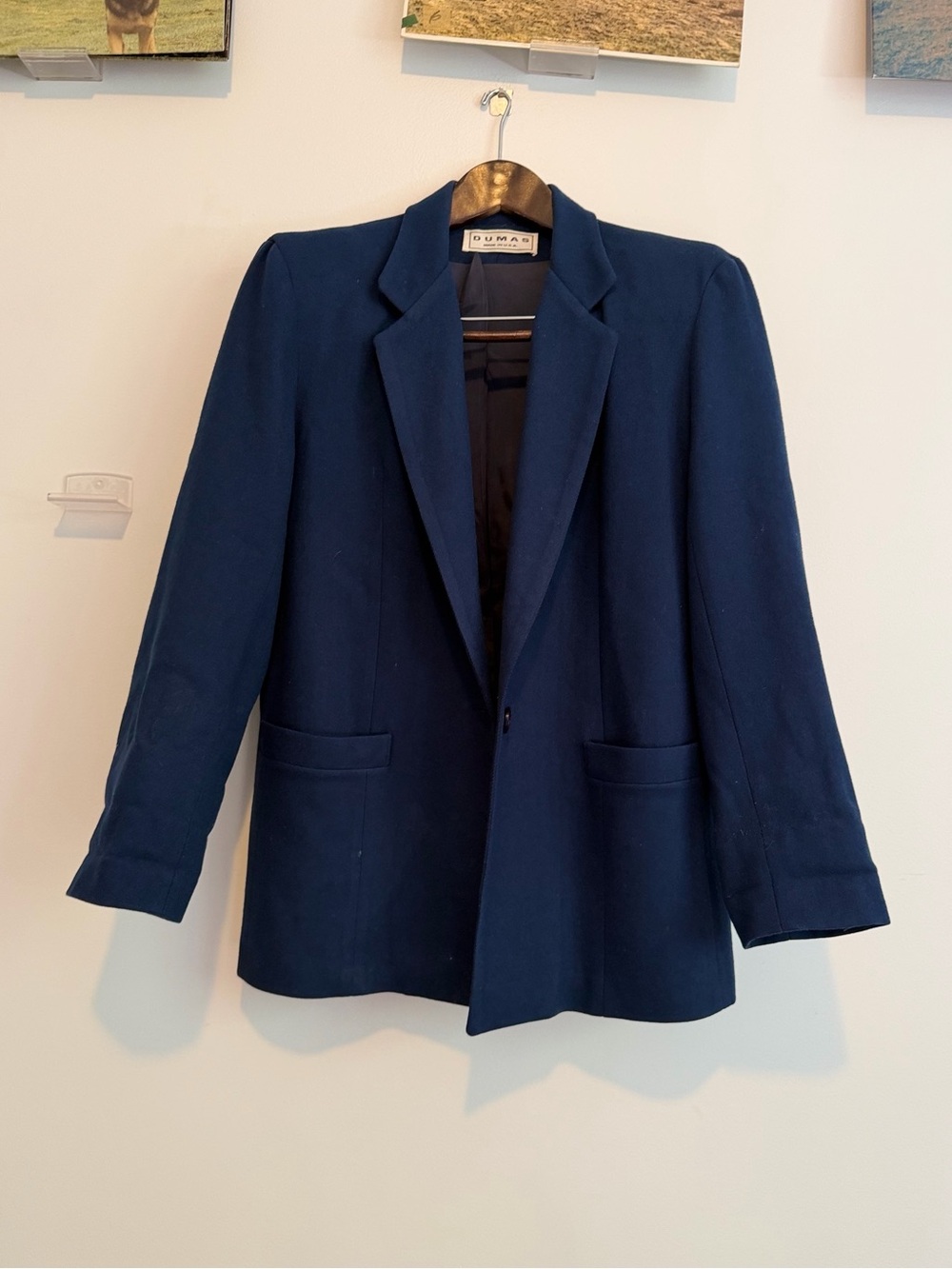 Vintage Dumas Navy Blue Blazer Made in USA 80s 90s Tailored